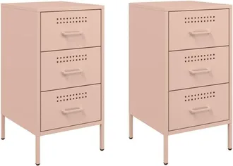 vidaXL Vidaxl - Mesitas De Noche 2 Unidades Acero Rosa 36x39x68 Cm