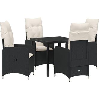 vidaXL Conjunto De Comedor De Jard&iacute;n Con Coj&iacute;n 5 Pcs Negro Polirat&aacute;n Vidaxl