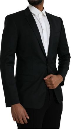 Dolce & Gabbana Klassieke Pasvorm Blazer - Heren - Business blazers - Zwart - M - Wol - Kostuums