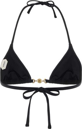 Versace Logo-Clasp Nylon Bikini Top - Black