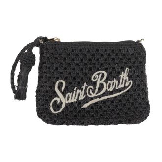 MC2 Saint Barth Clutches, female, Black, Size: ONE SIZE Rafiya Clutch with Logo