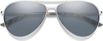 Smith Langley II 61mm ChromaPop Polarized Aviator Sunglasses in Silver /Slate at Nordstrom