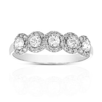 Vir Jewels 1/2 cttw Lab Grown Diamond 5 Stone Engagement Ring in 14K White Gold For Women