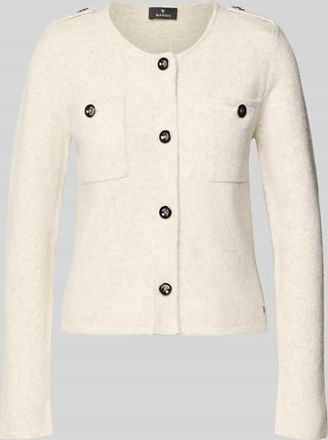 Monari Strickjacke mit Brusttaschen in Stein Melange, Größe 34