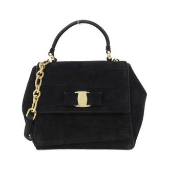 Ferragamo Pre-owned Handbags, female, Black, Size: ONE SIZE Pre-owned Suede Shoulder Bag