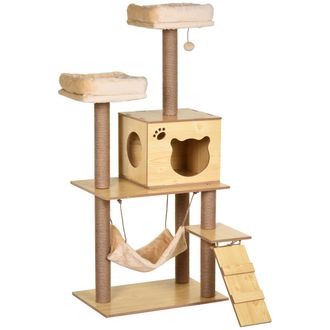 OEM &Aacute;rbol Rascador Para Gatos Altura 130 Cm Torre Para Gatos Con Postes Rascadores De Yute Camas Hamaca Amarillo