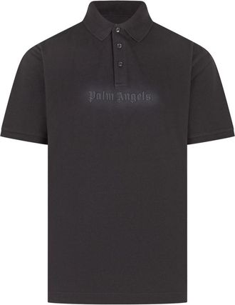 Palm Angels Black Shirt Collar Polo