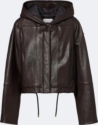 Sportmax Hooded leather jacket