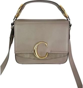 Chlo&eacute; Tweedehands leren handtassen - Dames - Vintage Handtas - Grijs - ONE Size - Leer - Vintage