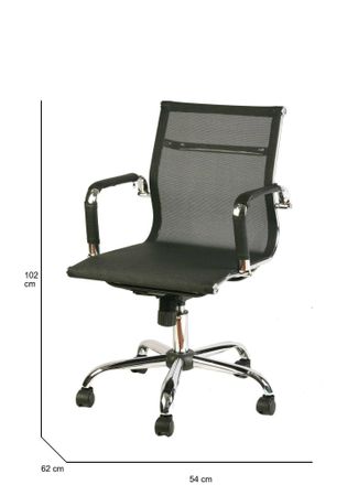 Serena Dmora - Silla De Oficina Placiday, Silla Ejecutiva Con Reposabrazos, Silla De Oficina Ergon&oacute;mica, Negro, 62x54h92/102 Cm