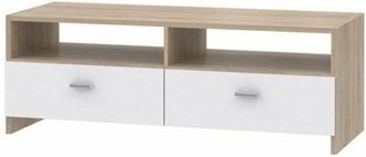 Les Tendances Les Tendances - finlandek Mueble tv helppo contemporáneo blanco mate y decoración roble - l 95 cm