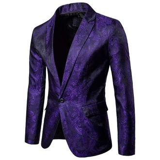 Generic Mens Long Sleeve Mens Suit Slim 2-Piece Suit Business Wedding Jacket Coats & Trousers Fitness Suit Men, purple, XXXL