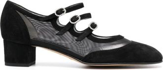 Carel Mary Jane pumps van meshstof en su&egrave;de - Dames - Pumps - Zwart - 36 EU - Su&egrave;de - Schoenen
