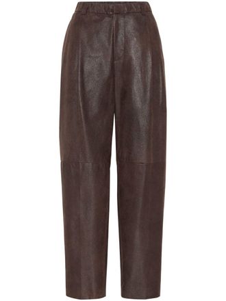 Brunello Cucinelli Pantaloni dritti in pelle - Marrone