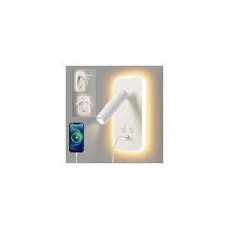 OEM Aplique Led De Pared, L&aacute;mpara De Lectura De Mesita De Noche Con Interruptor, Puerto De Carga Usb, Iluminaci&oacute;n Ambiental Ajustable Para Dormitorio (luz