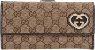 Gucci Pre-owned Wallets, female, Beige, Size: ONE SIZE Pre-owned Canvas Wallet