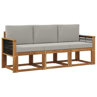 vidaXL Conjunto De Sof&aacute;s De Exterior 3 Pcs Natural Y Gris Claro Vidaxl