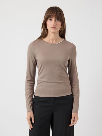 Y.A.S Langarmshirt Y.A.S YASPALOMA LS TOP NOOS, Damen, Gr. XL, grau (taupe gray), Jersey, Obermaterial: 67% Viskose, 30% Polyester, 3% Elasthan, unifarben, 