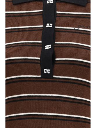 Ganni Womens Polo Shirt Striped Merino Multicolour Wool (ovis Aries) Tops