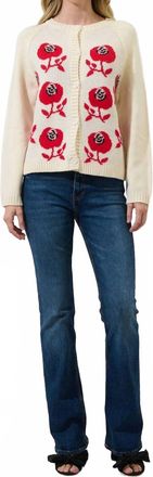 Sugarlips Peralta Floral Cardigan In Cream / Red