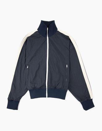 Palm Angels Mens Palm Angels Curved Logo Wr Nylon Track Jacket Navy Blue - Size: Regular/36