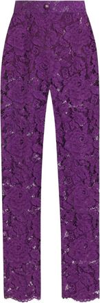 Dolce & Gabbana DNA lace-detailing trousers - women - Polyamide/Viscose/Cotton/Silk/Elastane - 40 - Purple