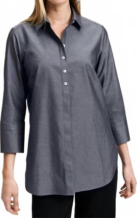 Foxcroft Madison 3/4 Sleeve Tunic In Charcoal