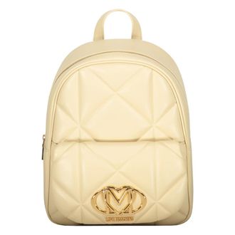 Love Moschino Quilted Logo-Plaque Backpack - female - Love Moschino - Backpacks - Beige - ONE SIZE - Bags