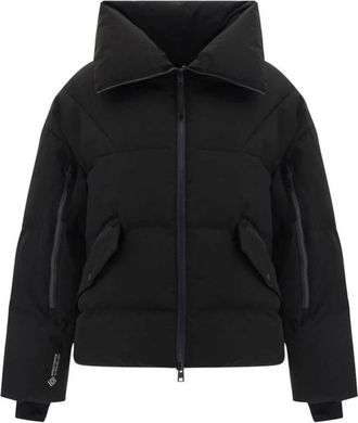 Woolrich Jassen, Dames, Zwart, M, Polyester, Gewatteerd Donsjack met Hoge Kraag