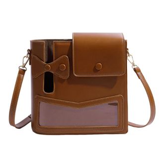 Generic Women Bottle Carrier Sling Bag Large Capacity Cup Holder Shoulder Bag (Brown)