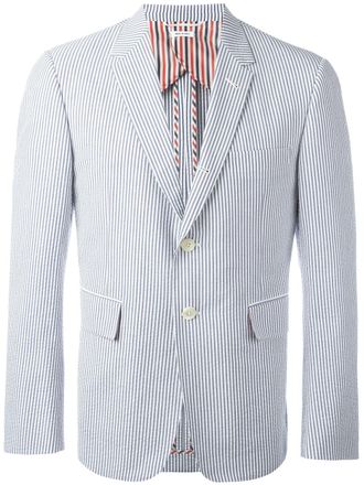 Thom Browne striped blazer - men - Cotton/Cupro - 3 - White