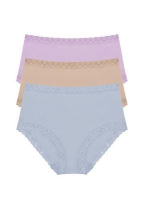 Natori Bliss Cotton Full Brief 3-Pack in Violet Tulip/lt Mocha/blue Mst at Nordstrom, Size X-Large