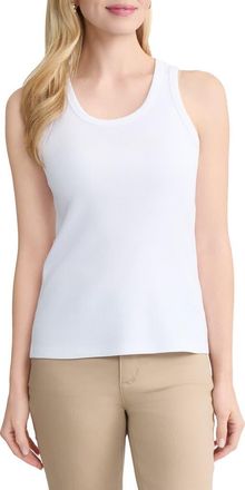 Jones New York Scoop Neck Cotton Tank in Natural White at Nordstrom, Size Small