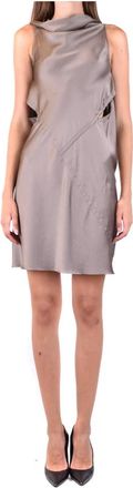Rick Owens Casual Grijze Trapeze Mini Jurk - Dames - Casual kleedjes - Beige - M - Katoen - Kleedjes