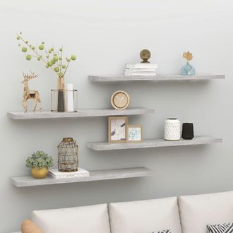 vidaXL Vidaxl - Estante Flotante Pared 4 Uds Mdf Gris Hormig&oacute;n 120x23,5x3,8 Cm