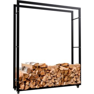 Clp Soporte Para Le&ntilde;a Keri Con Ruedas Negro 25x125x150 Cm