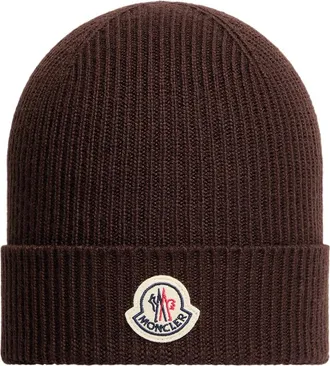 Moncler Wool Beanie Brown Size One size