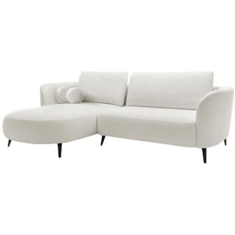 Vente-Unique Divano letto angolo a sinistra convertibile in Tessuto bouclette Bianco avorio - aremia