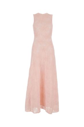 Rotate A-Line Pink Dress With Embossed Floral Motif