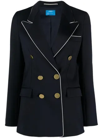 Merci contrast-trim double-breasted blazer - Blauw