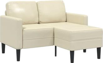 vidaXL Vidaxl - Sofá de 2 plazas con chaise longue en forma de l crema 125 cm