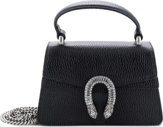 Gucci Dionysus leren mini-tas met handgreep en kristallen - Zwart