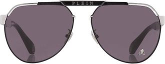 Philipp Plein Grey Pilot Mens Sunglasses SPP073M 583 63