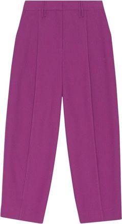 Ganni Relaxte zomerse kostuumbroek - Dames - Straight fit broeken - Paars - XS - Polyester - Broeken