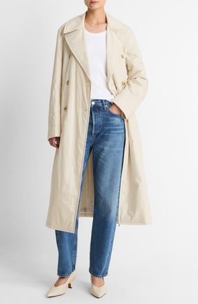 Vince Insulated Long Cotton Coat in White Tea at Nordstrom, Size Xx-Small