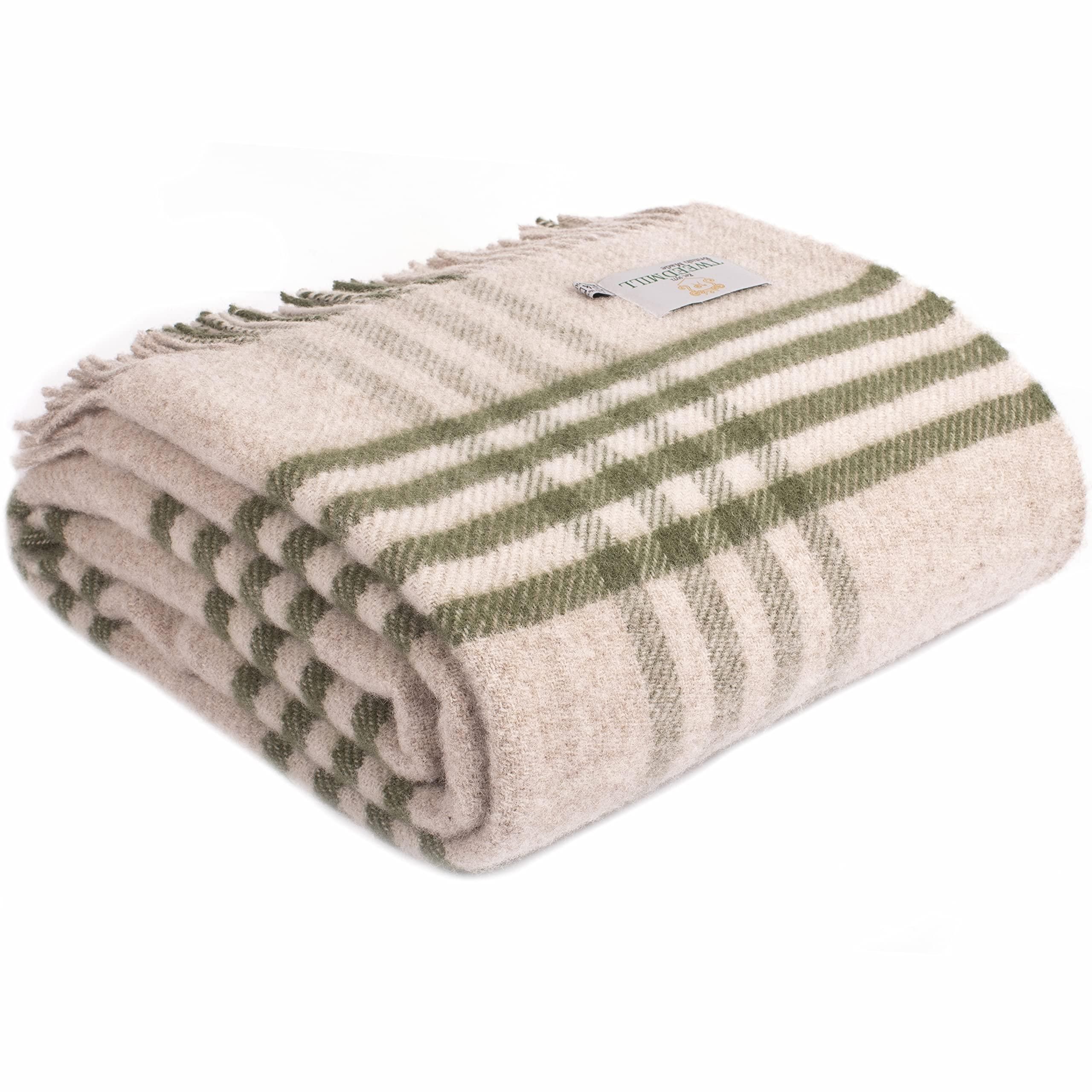 Tweedmill Illusion Decke – Grau Mit Schieferblau, 100% Wolle, 142x183 Cm, Warm & Kuschelig