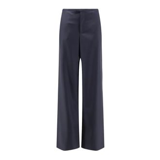 Gucci Lage Wollen Broek - Dames - Wijde Broeken - Blauw - M - Wol - Broeken
