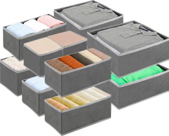 OEM Caja De Almacenamiento - Plegable Lavable Transpirable - Para Cajones Armarios Abiertos - Gris - 12 Unidades