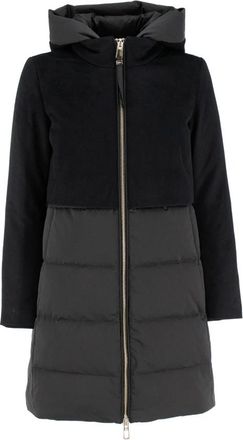 Duno Bi-materiaal wollen en technische donsjas - Dames - Parka Jassen - Zwart - M - Wol - Jassen