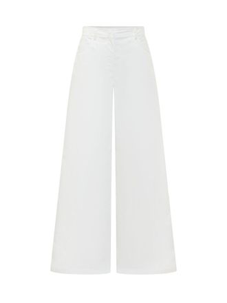 Msgm White Relaxed Flat Front Pants